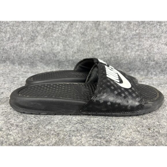 NIKE Benassi JDI Shoes Mens Size 8 Black White Slide Sandals Slip On Comfort - Picture 4 of 6